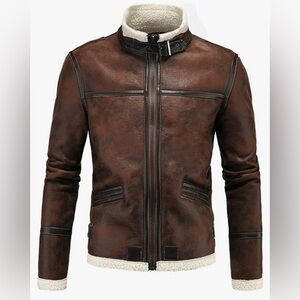 AOWOFS Men’s Medium faux leather bombers jacket
